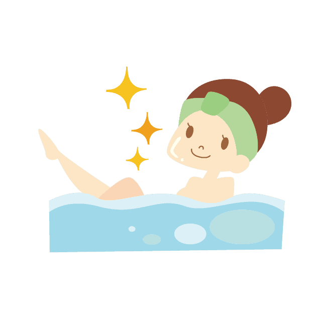 お風呂で楽してキレイを目指す女性のイラスト