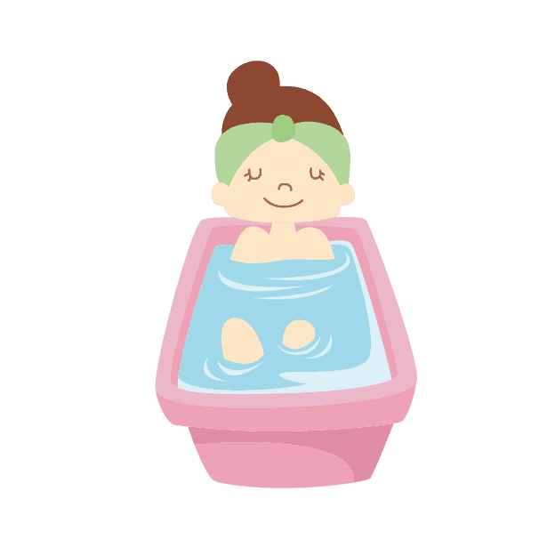 お風呂でリラックスする女性のイラスト