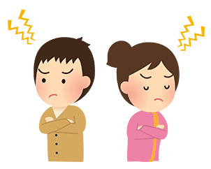 ケンカするの夫婦のイラスト