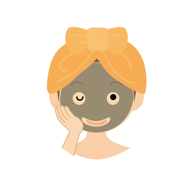泥パックする女性のイラスト