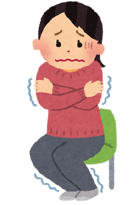 寒さと冷え性で震える女性イラスト
