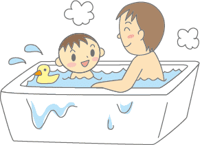 お風呂に入る父子